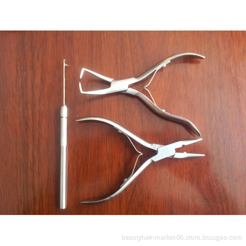 Hair Extensions Tools Stainless Steel Hair Extension Pliers Sets Kit with Hook Needle